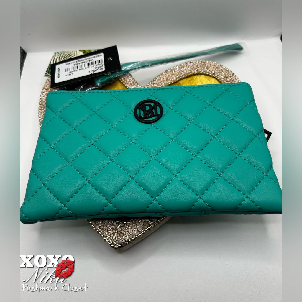 Badgley Mischka Diamond Quilting Clutch Wristlet Handbag Nwt Msrp $49